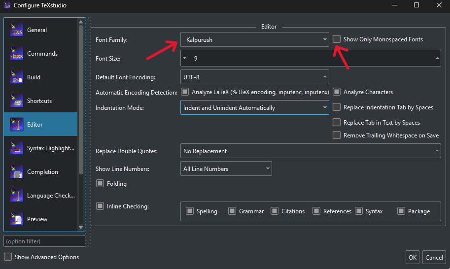 Display Font Configuration